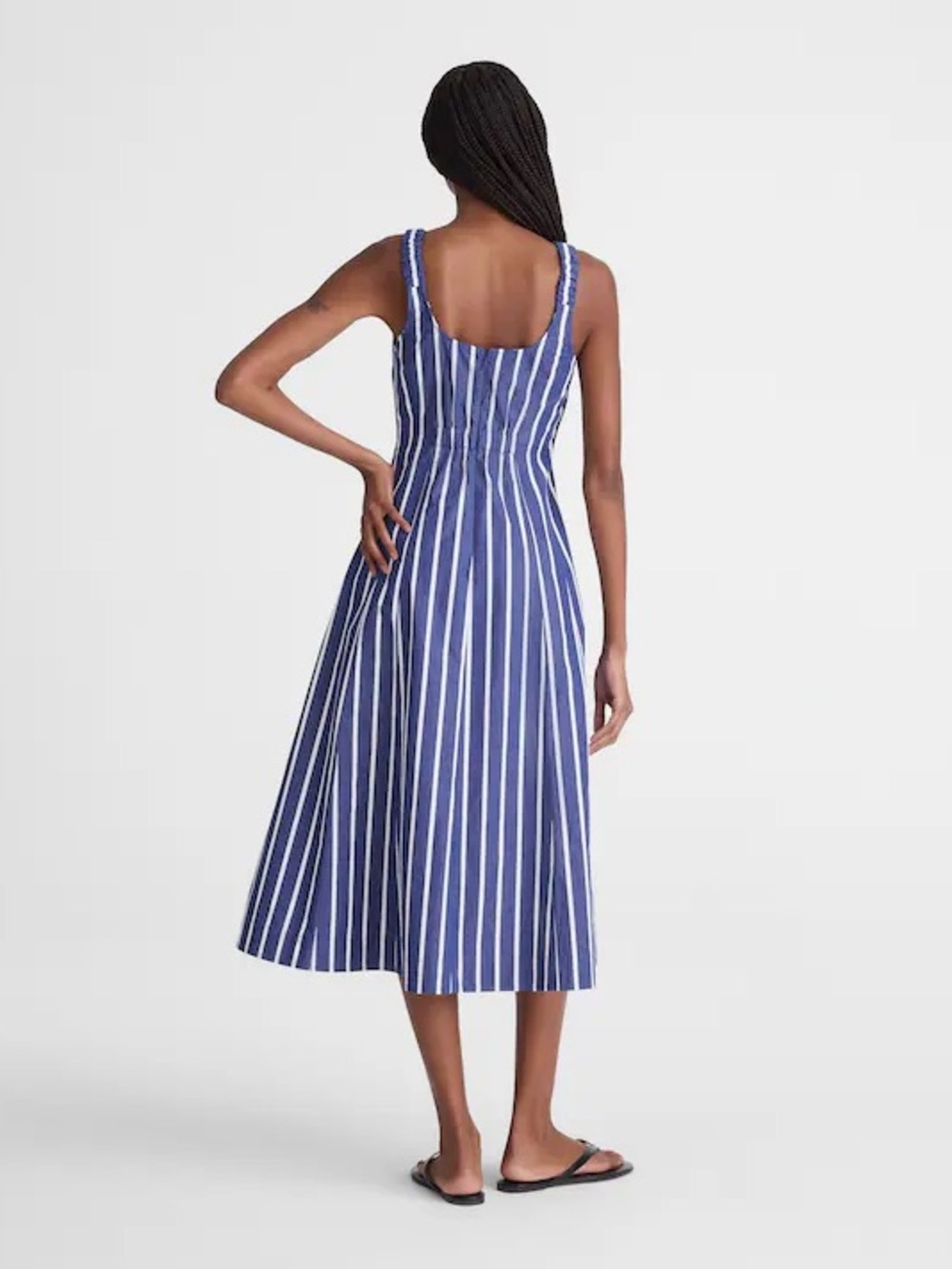 NWT Madewell Rylee Midi Dress Cool Navy Stripe Poplin Size 4 - Picture 2 of 11